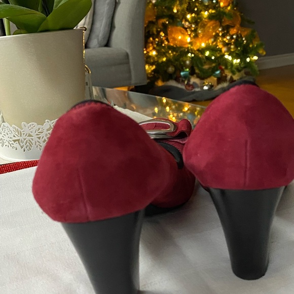 Geox Respira Audrey Dark Suede Red Closed Toe Pumps Size 7 Shoes for Women - Picture 4 of 4
